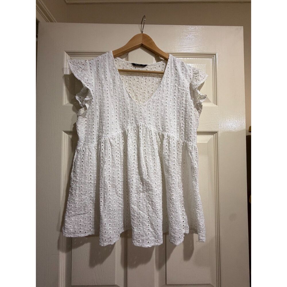 Shein White Eyelet Lace Top